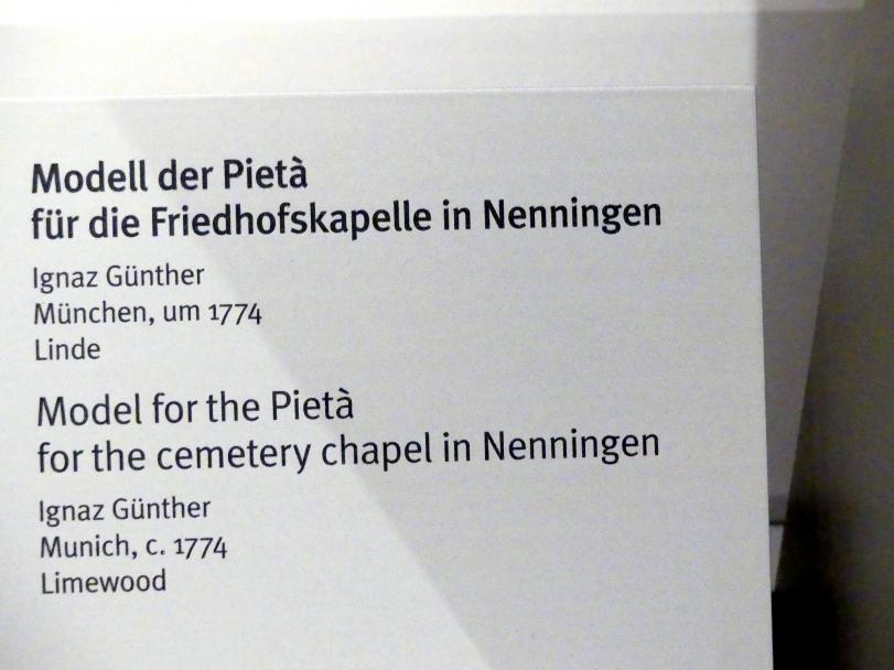 Ignaz Günther (1751–1775), Modell der Pietà für die Friedhofskapelle in Nenningen, Nenningen, Friedhofskapelle Mater Dolorosa, jetzt München, Bayerisches Nationalmuseum, Saal 42, um 1774, Bild 2/2