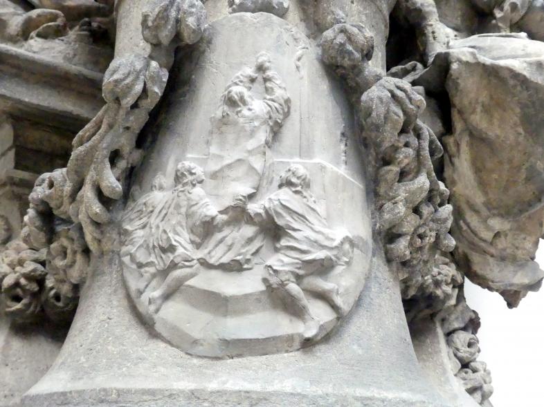 Matthias Bernhard Braun (1710–1725), Figurengruppe mit dem Hl. Ivo Hélory von Kermartin, Prag, Karlsbrücke, jetzt Prag-Holešovice, Lapidarium, Saal 4, 1711, Bild 7/7