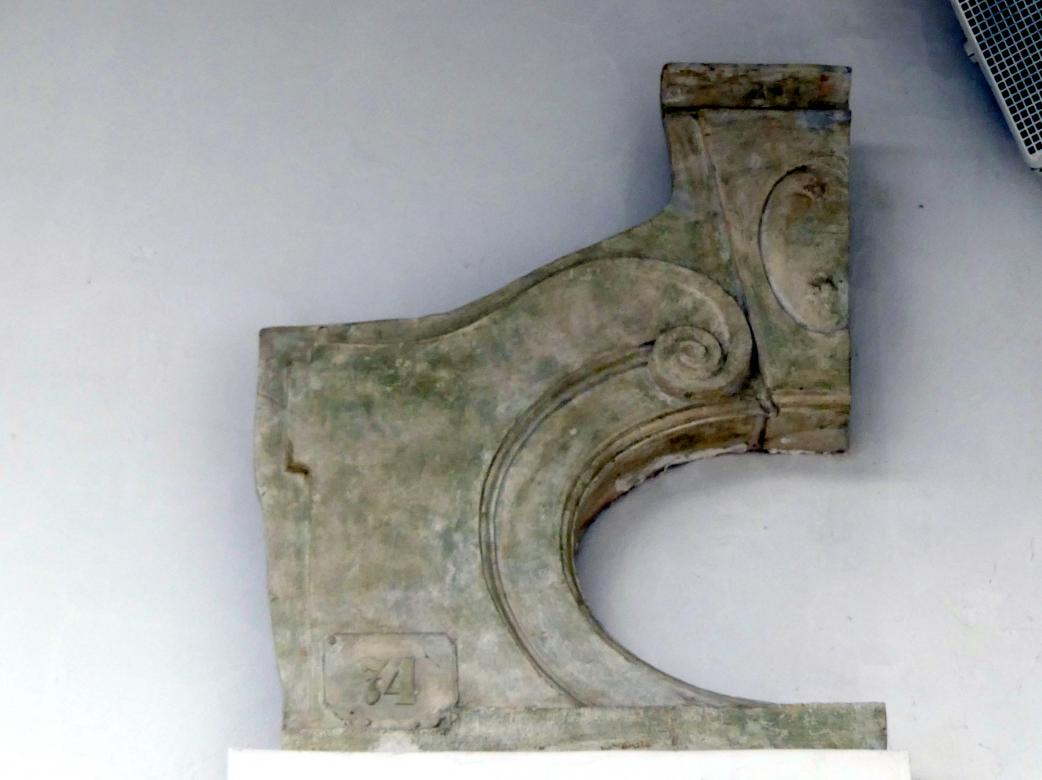 Kilian Ignaz Dientzenhofer (1718–1752), Architektonische Elemente, Prag-Smíchov, ehem. Jesuitengarten, unter Maria Theresa Botanischer Garten, heute 'Dientzenhofer-Garten', jetzt Prag-Holešovice, Lapidarium, Saal 6, 1735, Bild 10/10