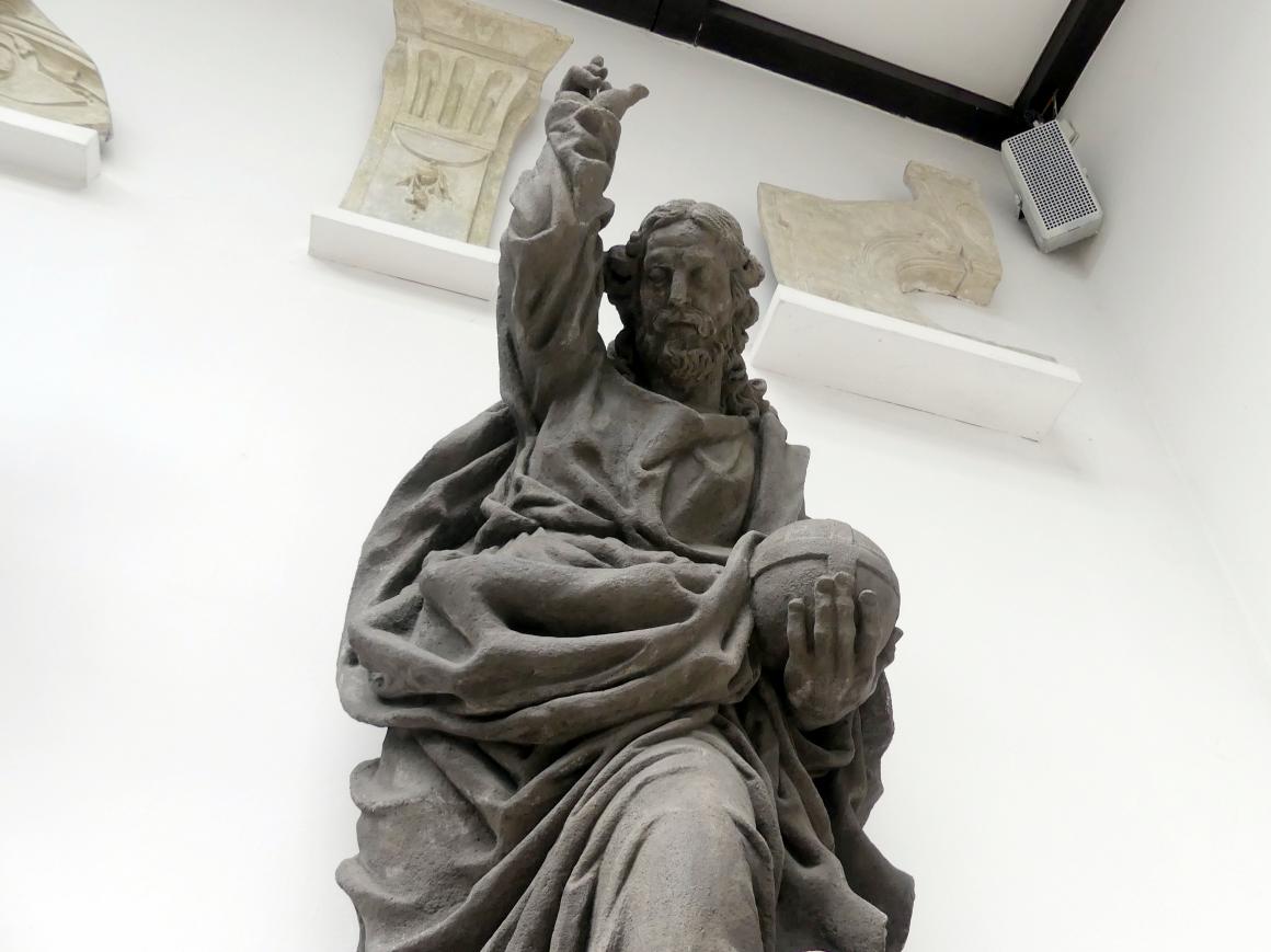 Mathias Wenzel Jäckel (1696–1720), Christus als Erlöser der Welt (Salvator mundi), Prag-Altstadt, Altstädter Ring, jetzt Prag-Holešovice, Lapidarium, Saal 6, 1696, Bild 2/2