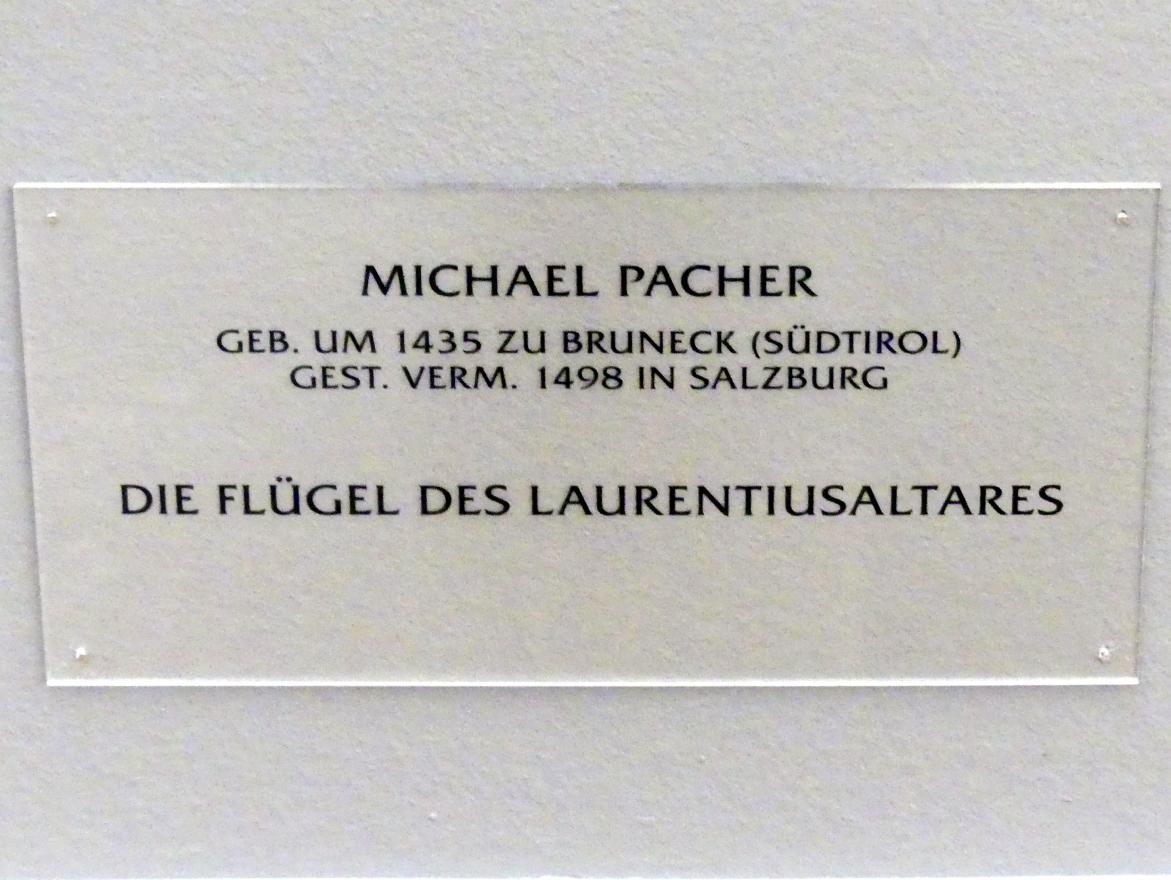 Michael Pacher (1461–1497), Innenseite des Schreinflügels des Hochaltars 'Tod Mariens', St. Lorenzen, Pfarrkirche St. Laurentius, jetzt München, Alte Pinakothek, Erdgeschoss Saal II, 1465, Bild 3/3