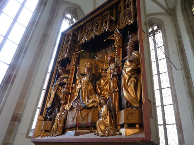 Michael Pacher (1461–1497), Grieser Altar, Schrein: Marienkrönung, Bozen-Gries, Alte Pfarrkirche Unsere Liebe Frau, 1471–1475, Bild 3/3