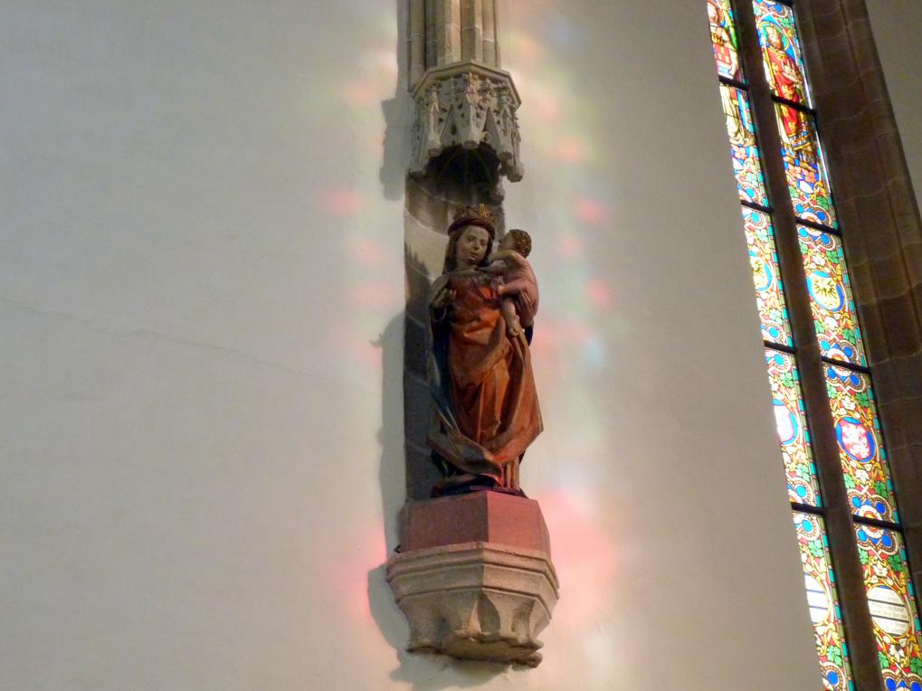 Michael Pacher (1461–1497), Grieser Altar, Gesprenge: Stehende Maria mit Kind, Bozen-Gries, Alte Pfarrkirche Unsere Liebe Frau, 1471–1475