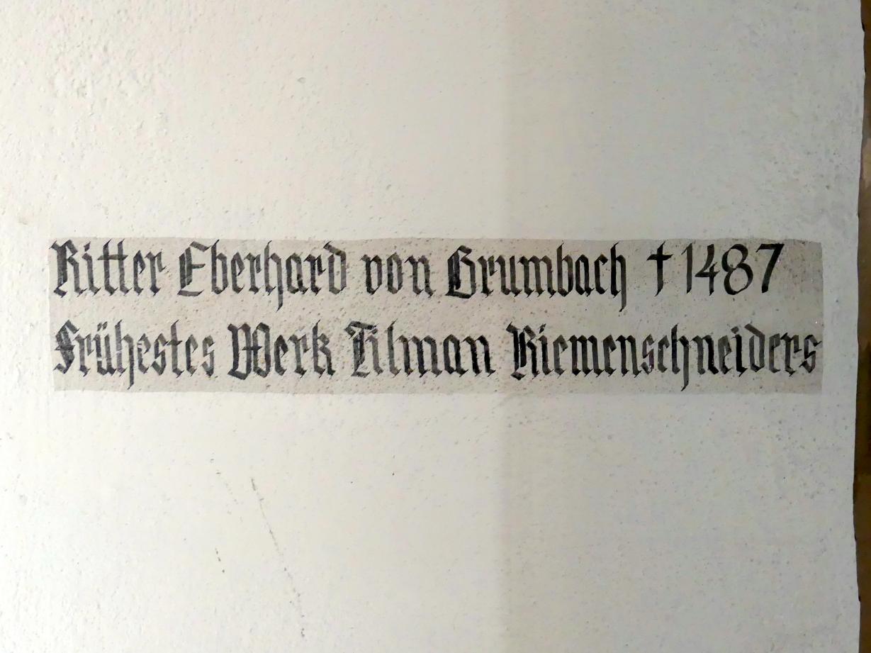 Tilman Riemenschneider (1487–1523), Grabmal des Ritters Eberhard von Grumbach, Rimpar, Pfarrkirche St. Peter und Paul, um 1488, Bild 2/3