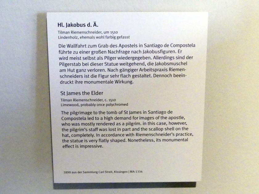 Tilman Riemenschneider (1487–1523), Hl. Jakobus d. Ä., München, Bayerisches Nationalmuseum, um 1510, Bild 2/2