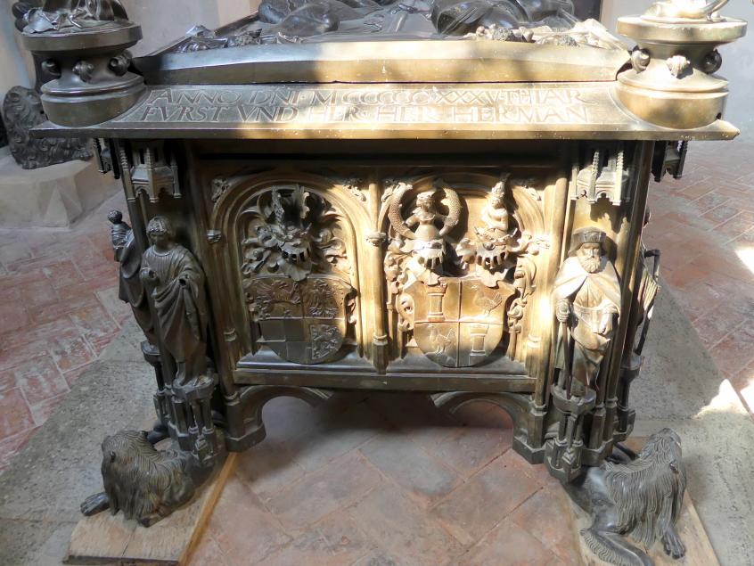 Hermann Vischer der Jüngere (1508–1510), Grabmal Elisabeth von Brandenburg (1474–1507) und Hermann VIII. von Henneberg (1470-1535), Römhild, Stiftskirche Jungfrau Maria und Johannes der Täufer, nach 1507, Bild 6/18