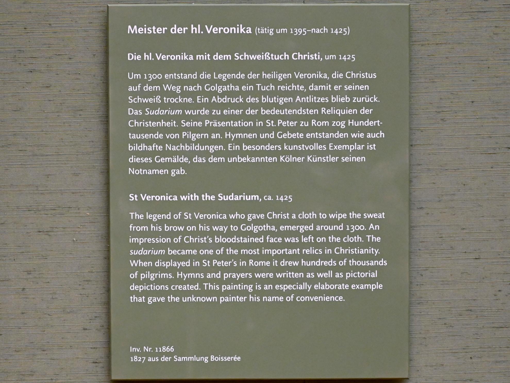 Meister der hl. Veronika (1400–1425), Die hl. Veronika mit dem Schweißtuch Christi, München, Alte Pinakothek, Obergeschoss Saal III, um 1425, Bild 2/2