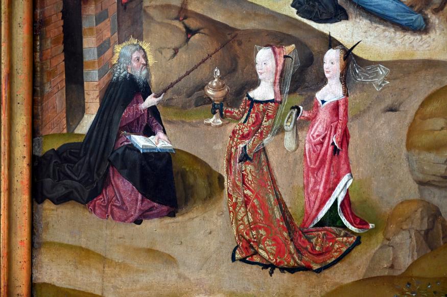 Meister der heiligen Sippe (1420–1500), Legende des hl. Eremiten Antonius, München, Alte Pinakothek, Obergeschoss Saal III, um 1500–1510, Bild 6/7