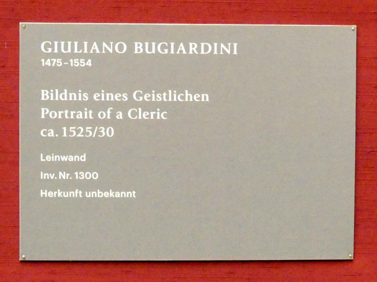 Giuliano Bugiardini (1517–1527), Bildnis eines Geistlichen, München, Alte Pinakothek, Obergeschoss Saal IV, 1525–1530, Bild 2/2