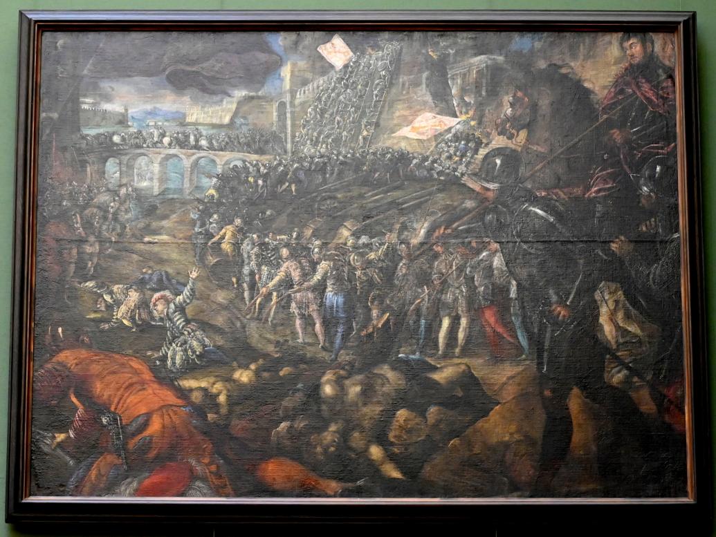 Tintoretto (Jacopo Robusti) (1540–1590), Federico II. Gonzaga nimmt Parma ein, Mantua, Palazzo Ducale, jetzt München, Alte Pinakothek, Obergeschoss Saal V, um 1579–1580, Bild 1/2