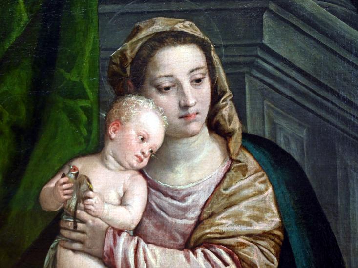Paolo Caliari (Veronese) (1547–1587), Maria mit Kind und einem Stifter, München, Alte Pinakothek, Obergeschoss Saal V, um 1550–1555, Bild 3/3