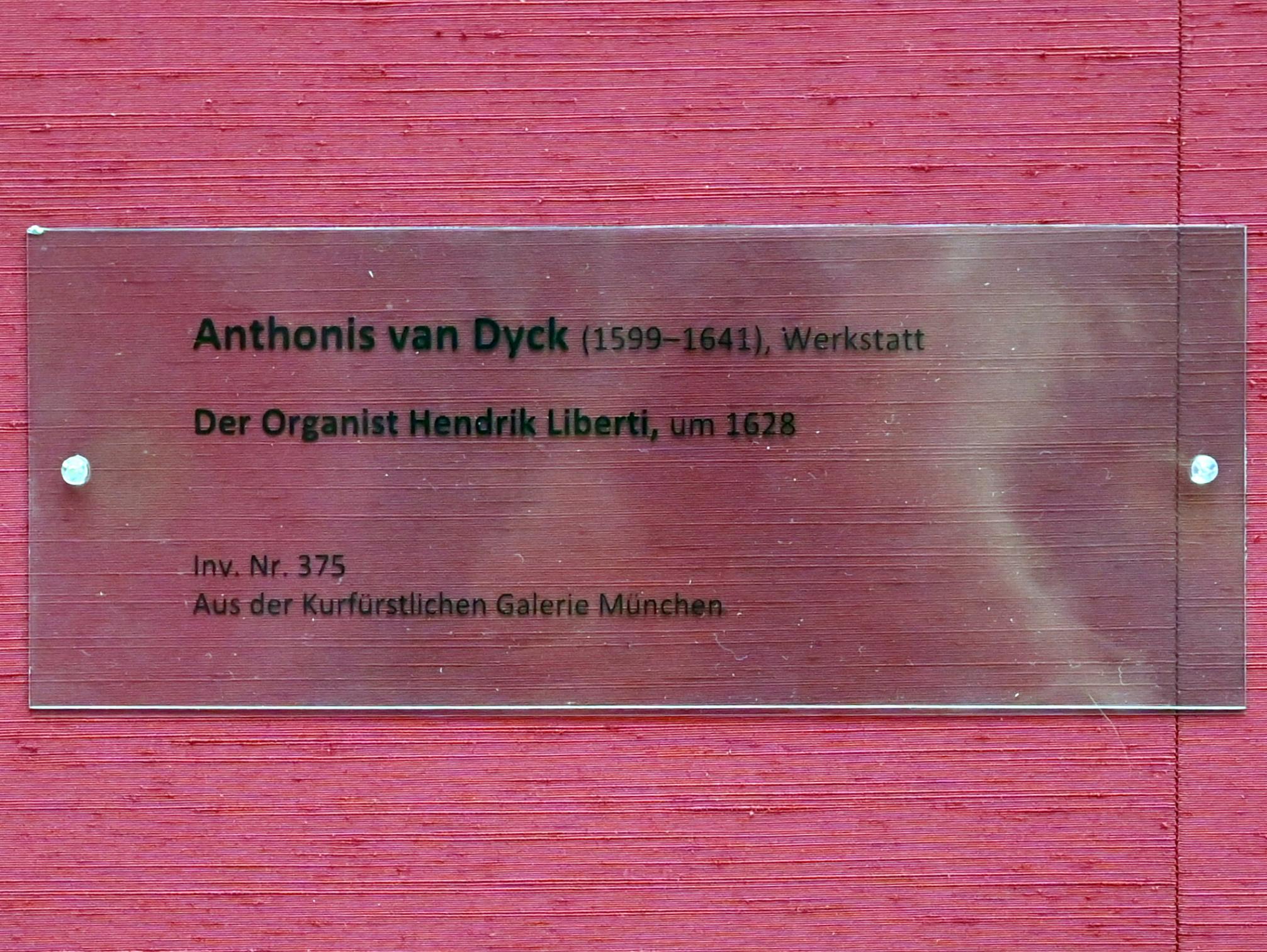 Anthonis (Anton) van Dyck (Werkstatt) (1619–1636), Der Organist Hendrik Liberti, München, Alte Pinakothek, Obergeschoss Saal VI, um 1628, Bild 2/2