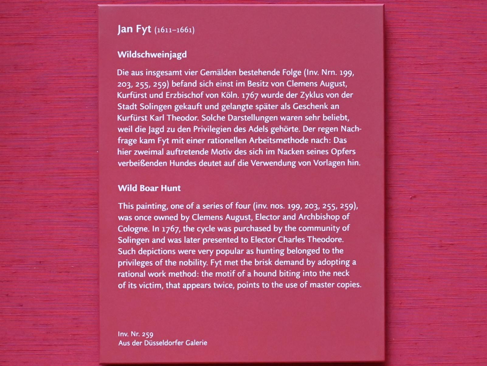 Jan Fyt (1647–1655), Wildschweinjagd, München, Alte Pinakothek, Obergeschoss Saal VI, Undatiert, Bild 2/2