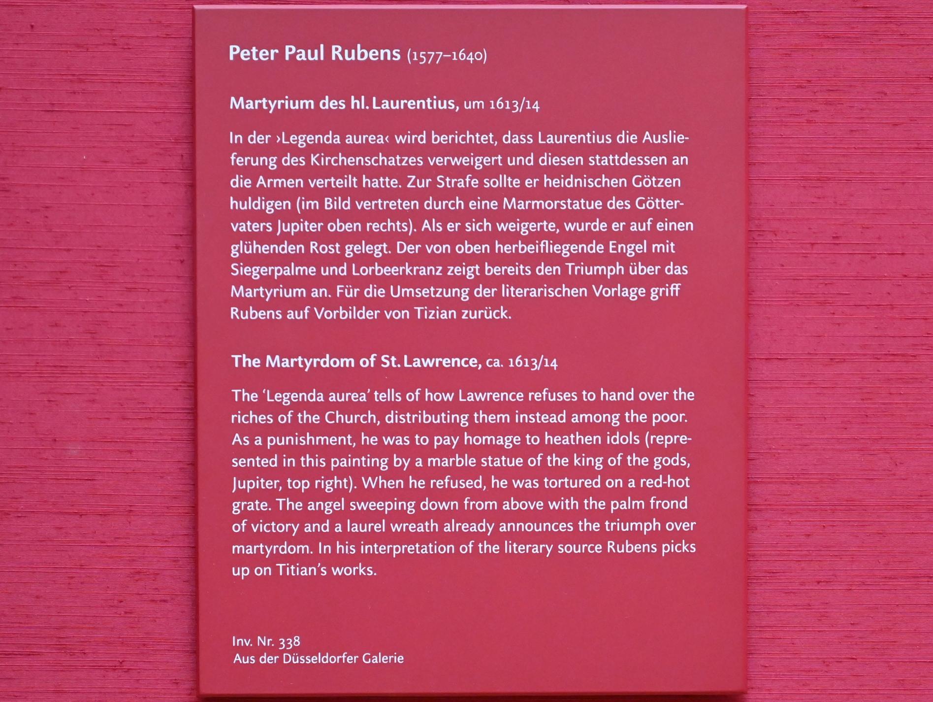 Peter Paul Rubens (1598–1650), Martyrium des hl. Laurentius, München, Alte Pinakothek, Obergeschoss Saal VIII, um 1613–1614, Bild 2/2