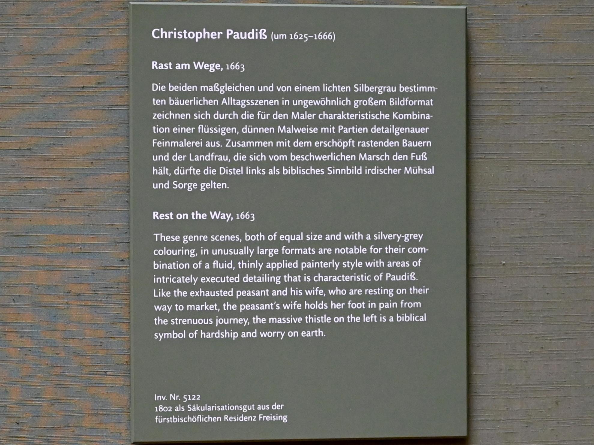 Christopher Paudiß (1657–1663), Rast am Wege, München, Alte Pinakothek, Obergeschoss Saal IX, 1663, Bild 2/2