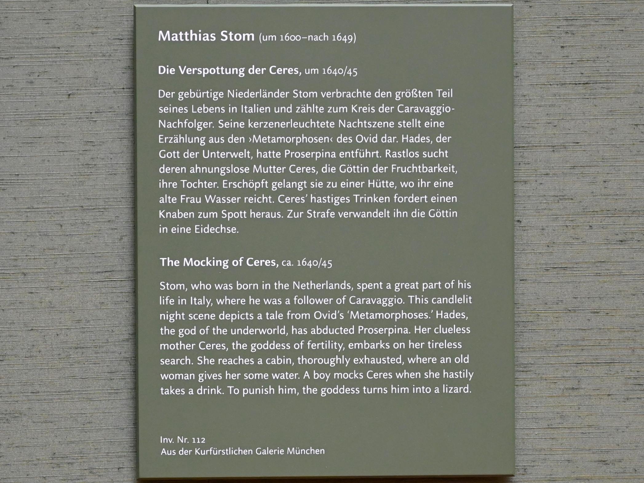 Matthias Stom (1630–1645), Die Verspottung der Ceres, München, Alte Pinakothek, Obergeschoss Saal IX, um 1640–1645, Bild 2/2