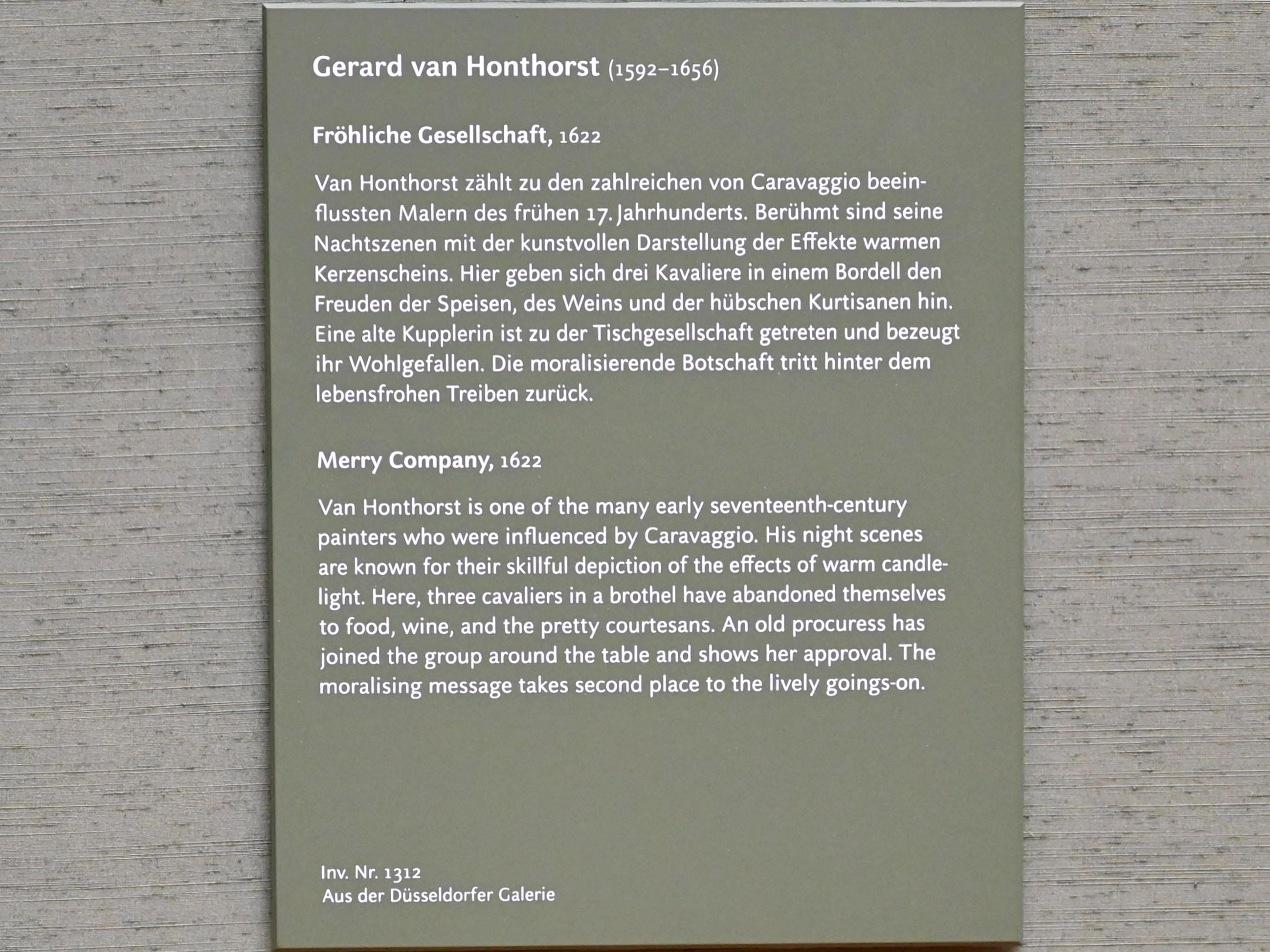Gerrit van Honthorst (Gerard van Honthorst) (1616–1655), Fröhliche Gesellschaft, München, Alte Pinakothek, Obergeschoss Saal IX, 1622, Bild 2/2