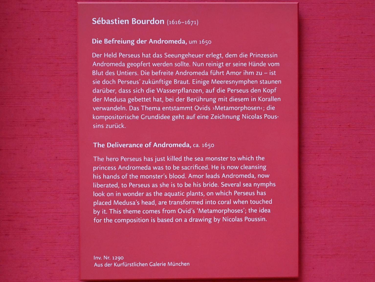 Sébastien Bourdon (1637–1667), Die Befreiung der Andromeda, München, Alte Pinakothek, Obergeschoss Saal XI, um 1650, Bild 2/2