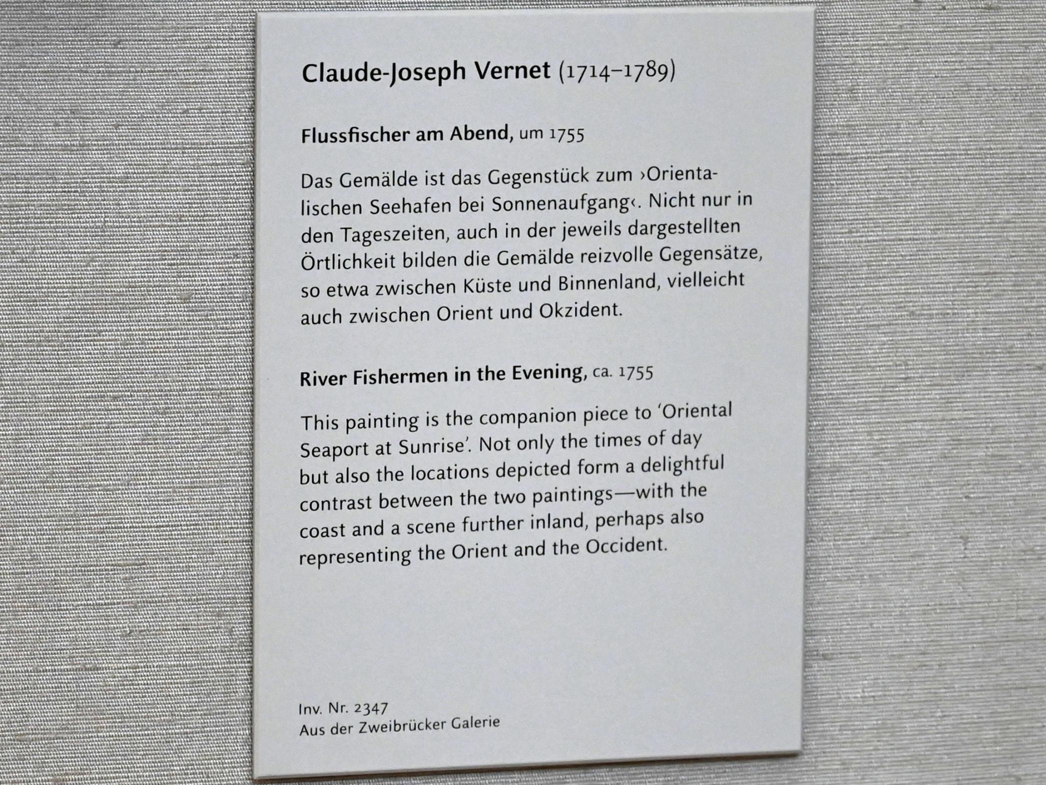 Claude Joseph Vernet (1742–1774), Flussfischer am Abend, München, Alte Pinakothek, Obergeschoss Saal XIIa, um 1755, Bild 2/2