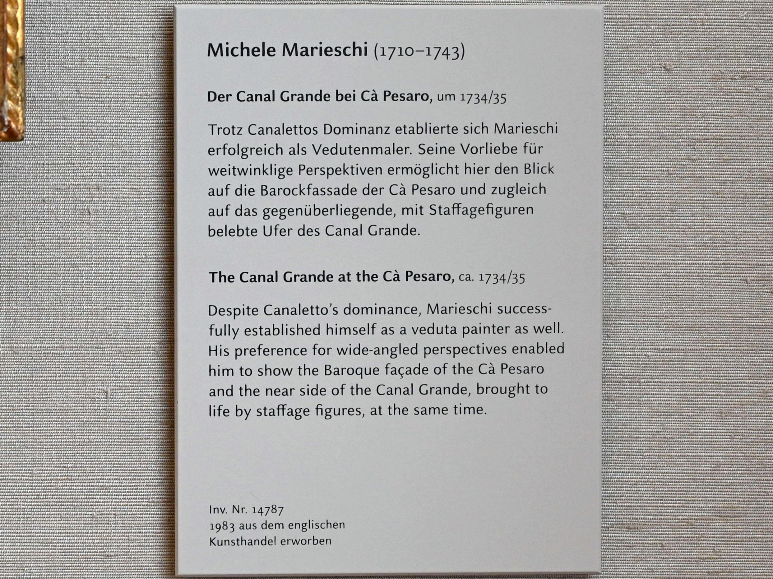 Michele Marieschi (1734–1740), Der Canal Grande bei Cà Pesaro, München, Alte Pinakothek, Obergeschoss Saal XIIb, um 1734–1735, Bild 2/2