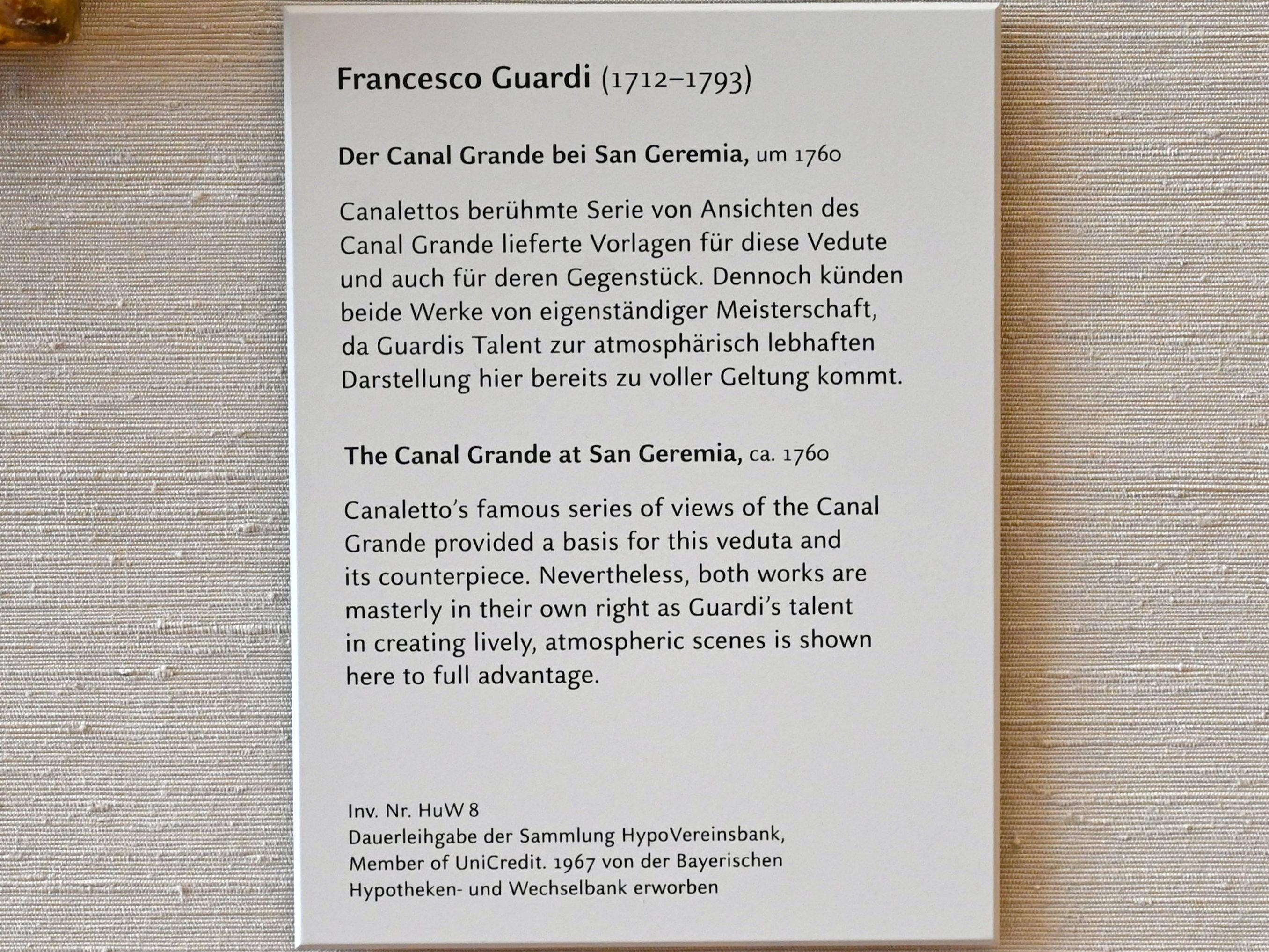 Francesco Guardi (1755–1790), Der Canal Grande bei San Geremia, München, Alte Pinakothek, Obergeschoss Saal XIIb, um 1760, Bild 2/2