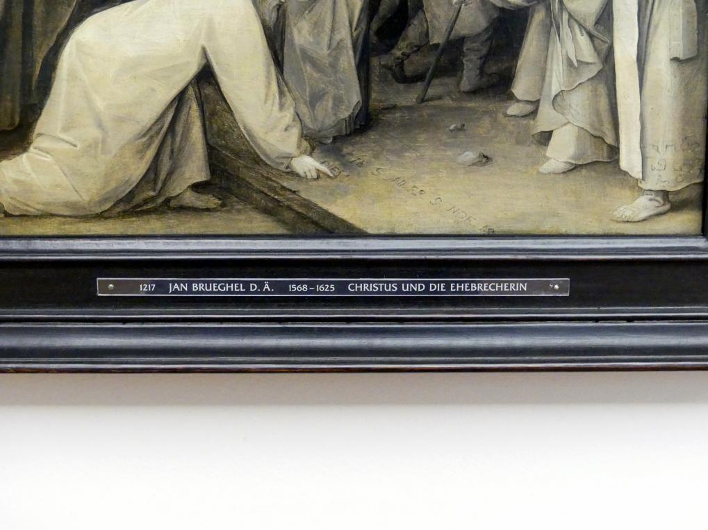 Jan Brueghel der Ältere (Samtbrueghel, Blumenbrueghel) (1593–1621), Christus und die Ehebrecherin, München, Alte Pinakothek, Erdgeschoss Kabinett 1-3, um 1597–1598, Bild 2/2