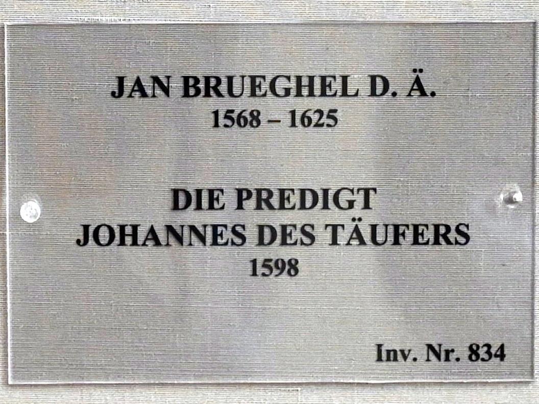 Jan Brueghel der Ältere (Samtbrueghel, Blumenbrueghel) (1593–1621), Predigt des Hl. Johannes des Täufers, München, Alte Pinakothek, Obergeschoss Kabinett 10, 1598, Bild 2/2