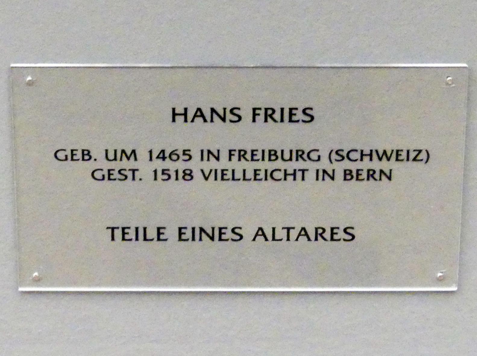 Hans Fries (1501–1512), Teile eines Altars, München, Alte Pinakothek, Erdgeschoss Saal IIb, 1501, Bild 2/2