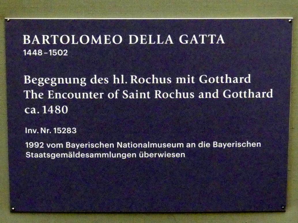 Bartolomeo Della Gatta (1480), Begegnung des hl. Rochus mit Gotthard, München, Alte Pinakothek, Obergeschoss Kabinett 1-3, um 1480, Bild 2/2
