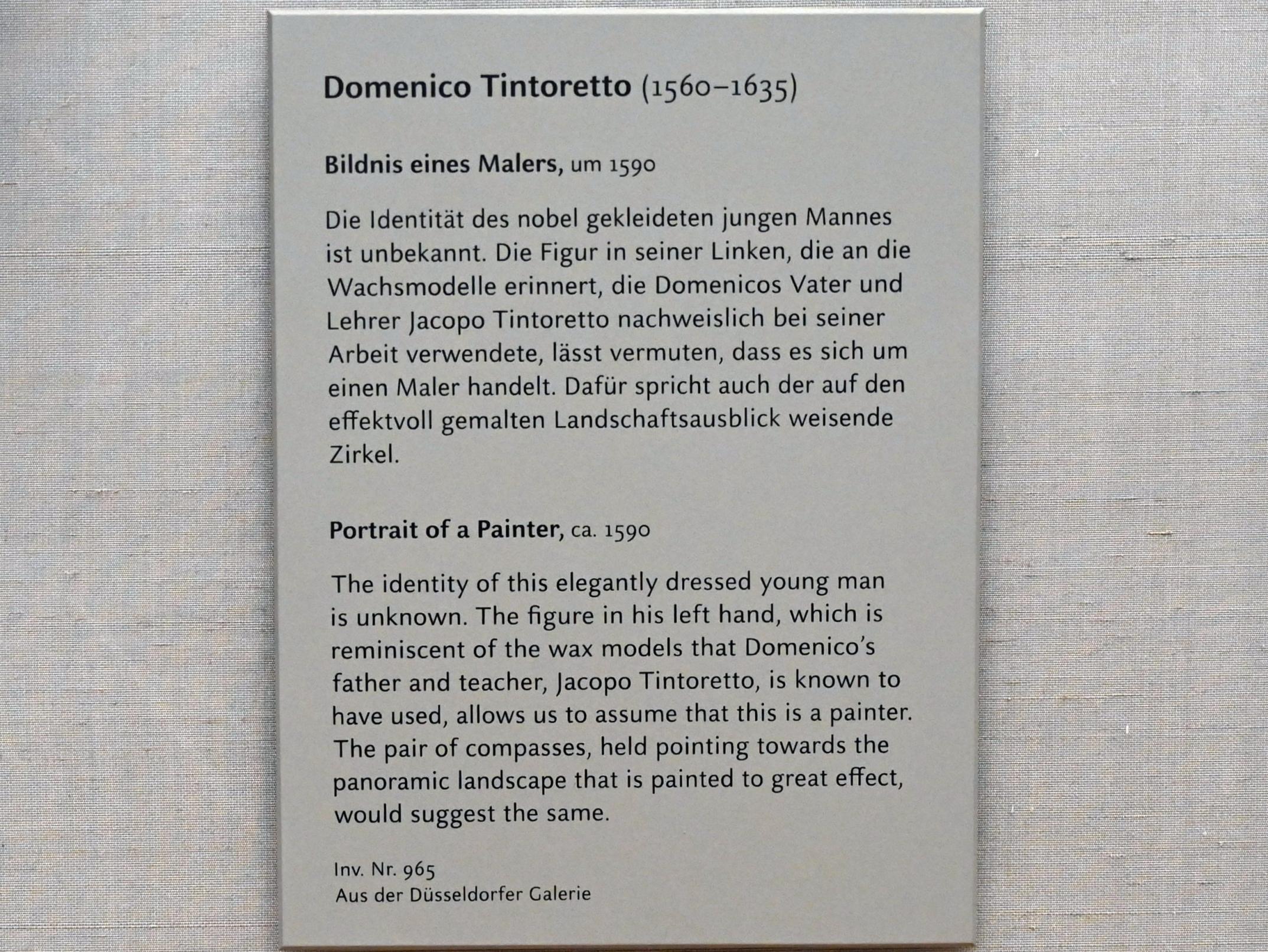 Domenico Robusti (Domenico Tintoretto) (1579–1605), Bildnis eines Bildhauers (Ascanio detto dai Christi?), München, Alte Pinakothek, Obergeschoss Kabinett 5, um 1590, Bild 2/2