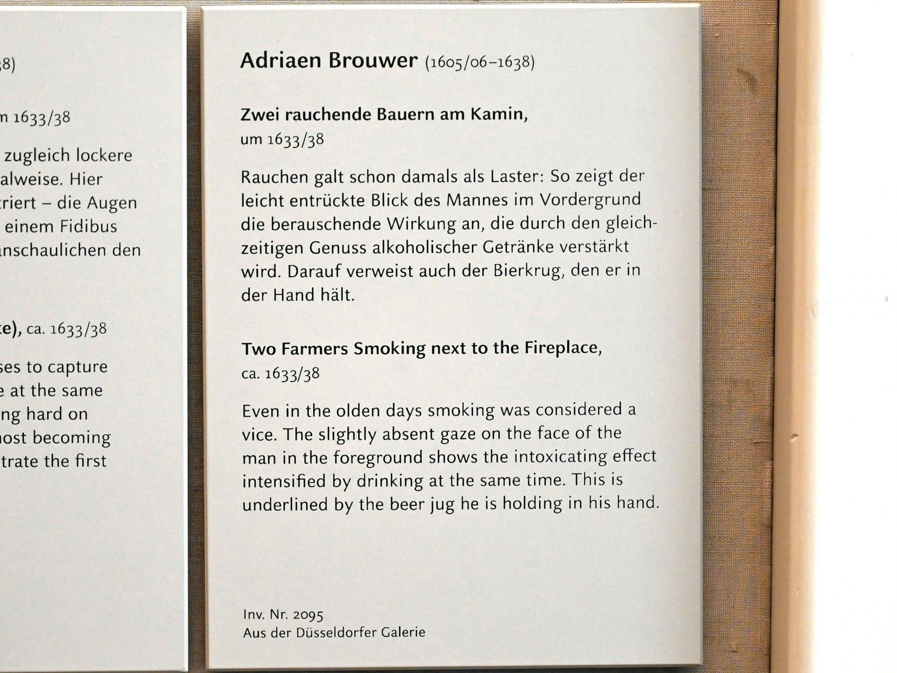 Adriaen Brouwer (1631–1637), Zwei rauchende Bauern am Kamin, München, Alte Pinakothek, Obergeschoss Kabinett 11, um 1633–1638, Bild 2/2