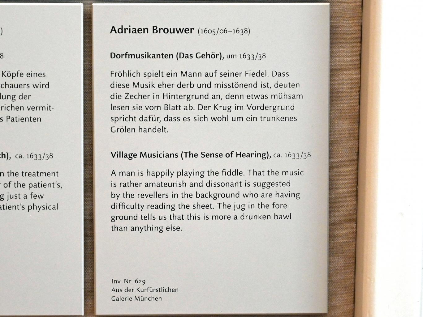 Adriaen Brouwer (1631–1637), Dorfmusikanten (Das Gehör), München, Alte Pinakothek, Obergeschoss Kabinett 11, um 1633–1638, Bild 2/2