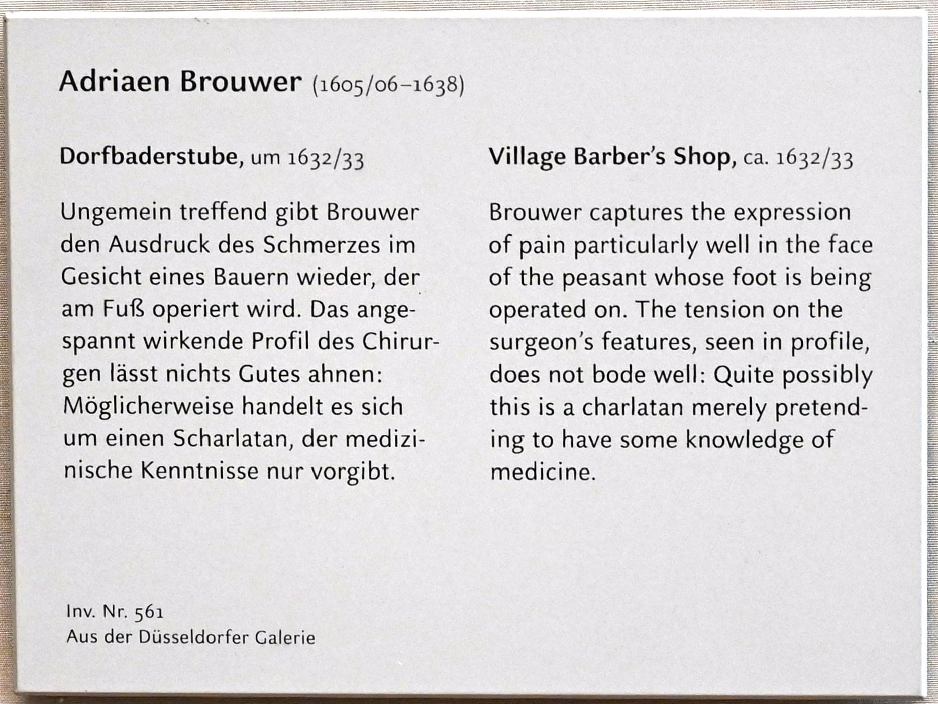 Adriaen Brouwer (1631–1637), Dorfbaderstube, München, Alte Pinakothek, Obergeschoss Kabinett 11, um 1632–1633, Bild 2/2