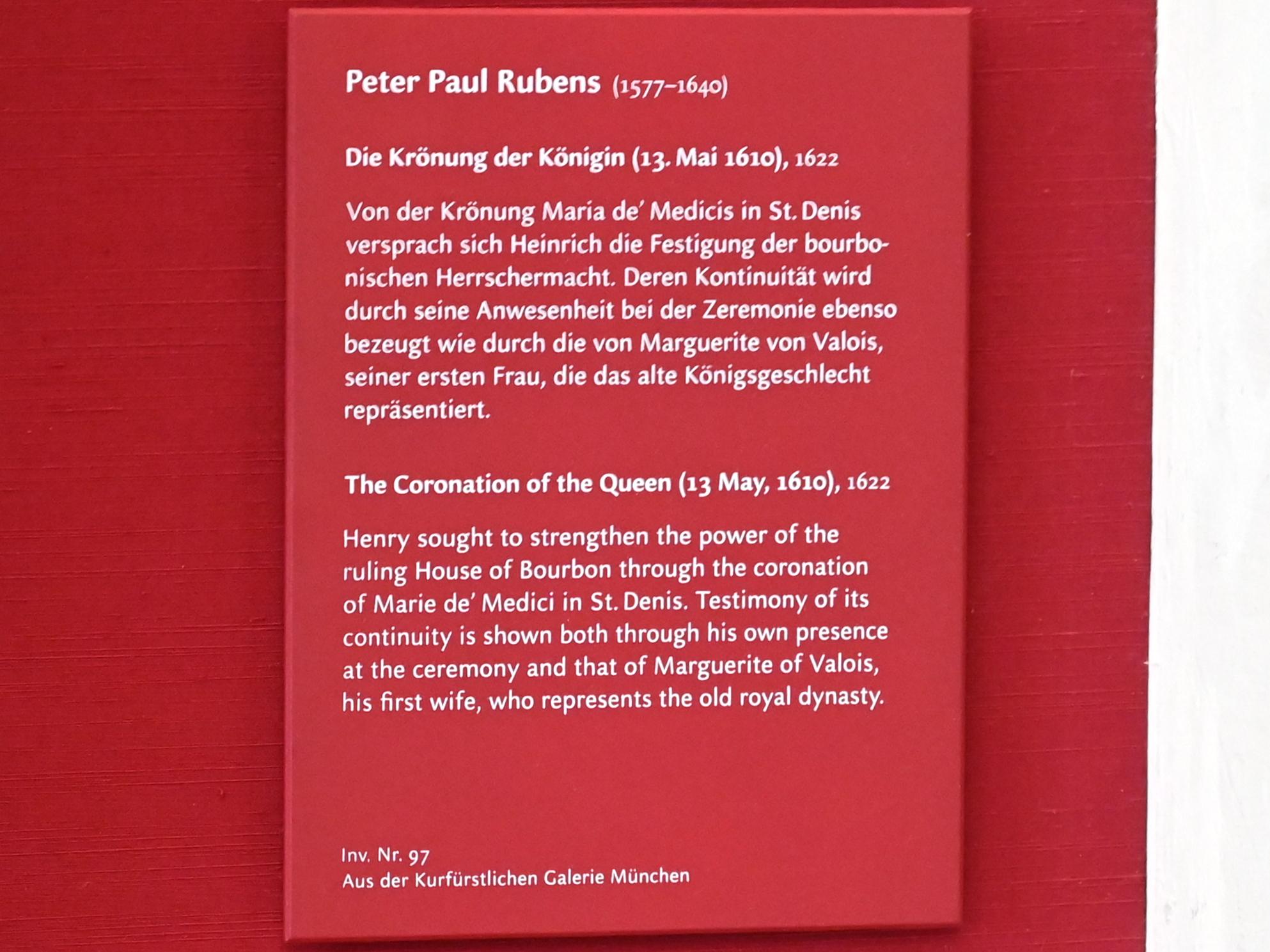 Peter Paul Rubens (1598–1650), Die Krönung der Königin (Skizze zum Medici-Zyklus), München, Alte Pinakothek, Obergeschoss Kabinett 12, 1622, Bild 2/2