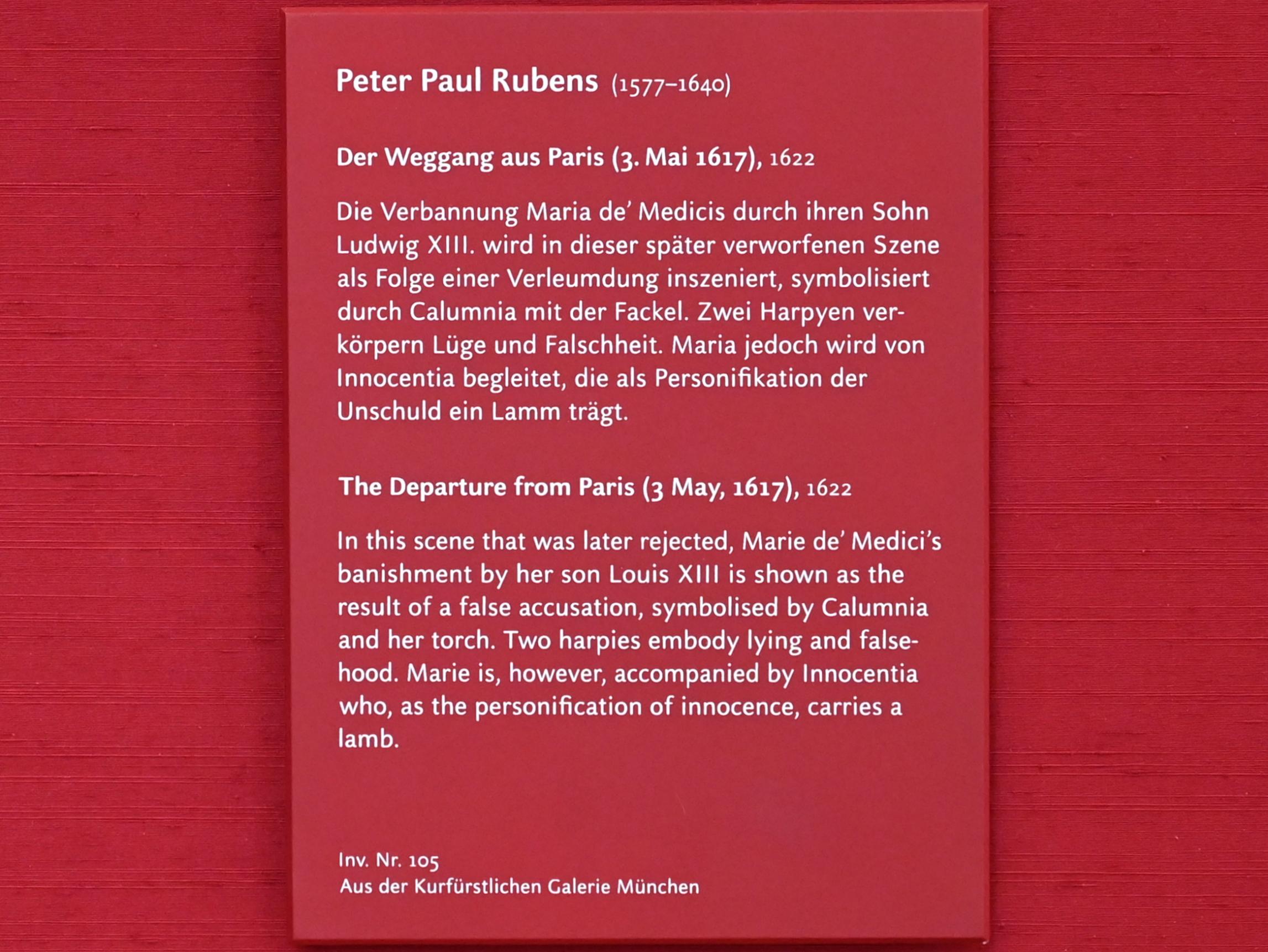 Peter Paul Rubens (1598–1640), Der Weggang aus Paris (Skizze zum Medici-Zyklus), München, Alte Pinakothek, Obergeschoss Kabinett 12, 1622, Bild 2/2