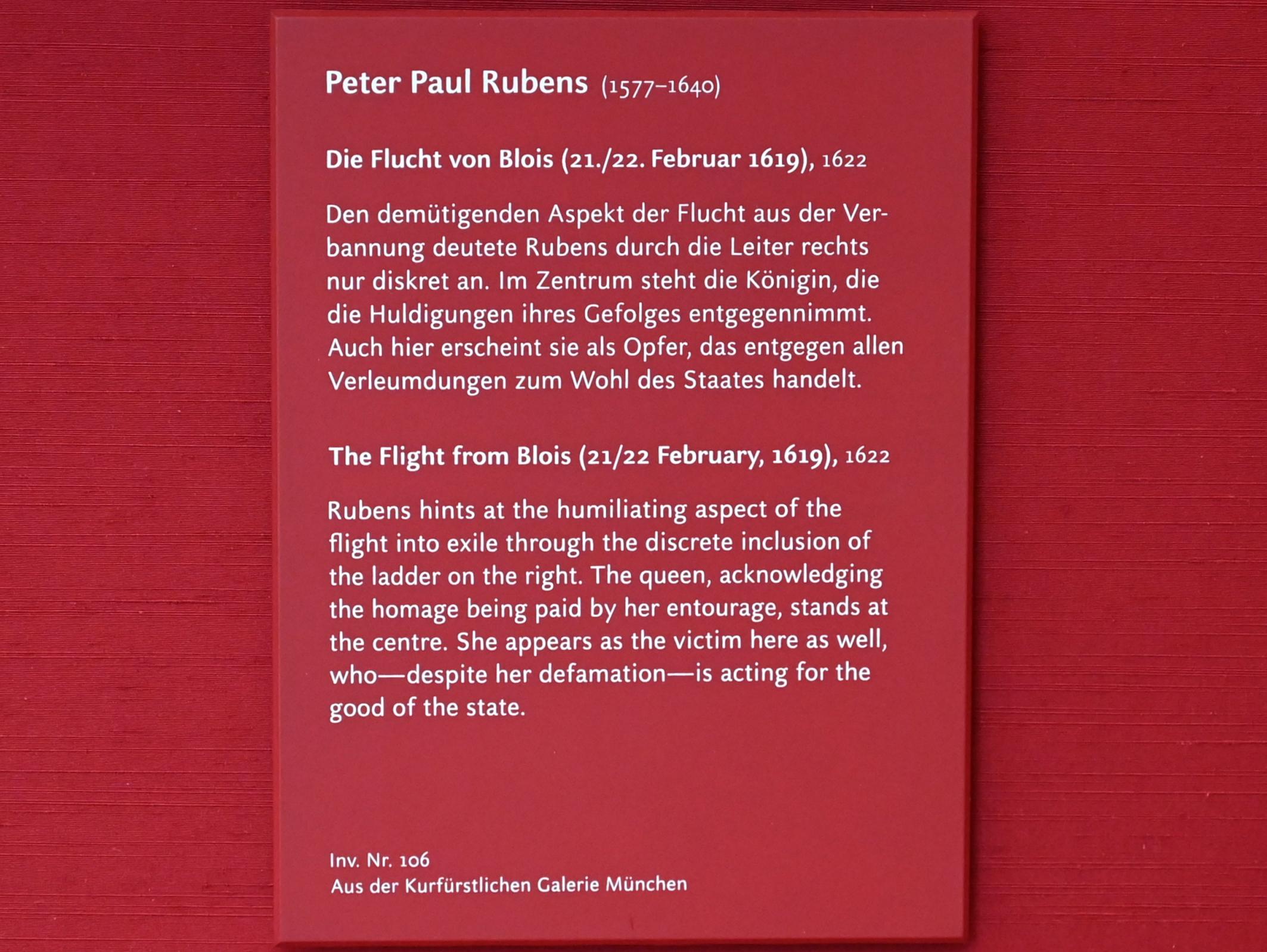 Peter Paul Rubens (1598–1640), Die Flucht von Blois (Skizze zum Medici-Zyklus), München, Alte Pinakothek, Obergeschoss Kabinett 12, 1622, Bild 2/2