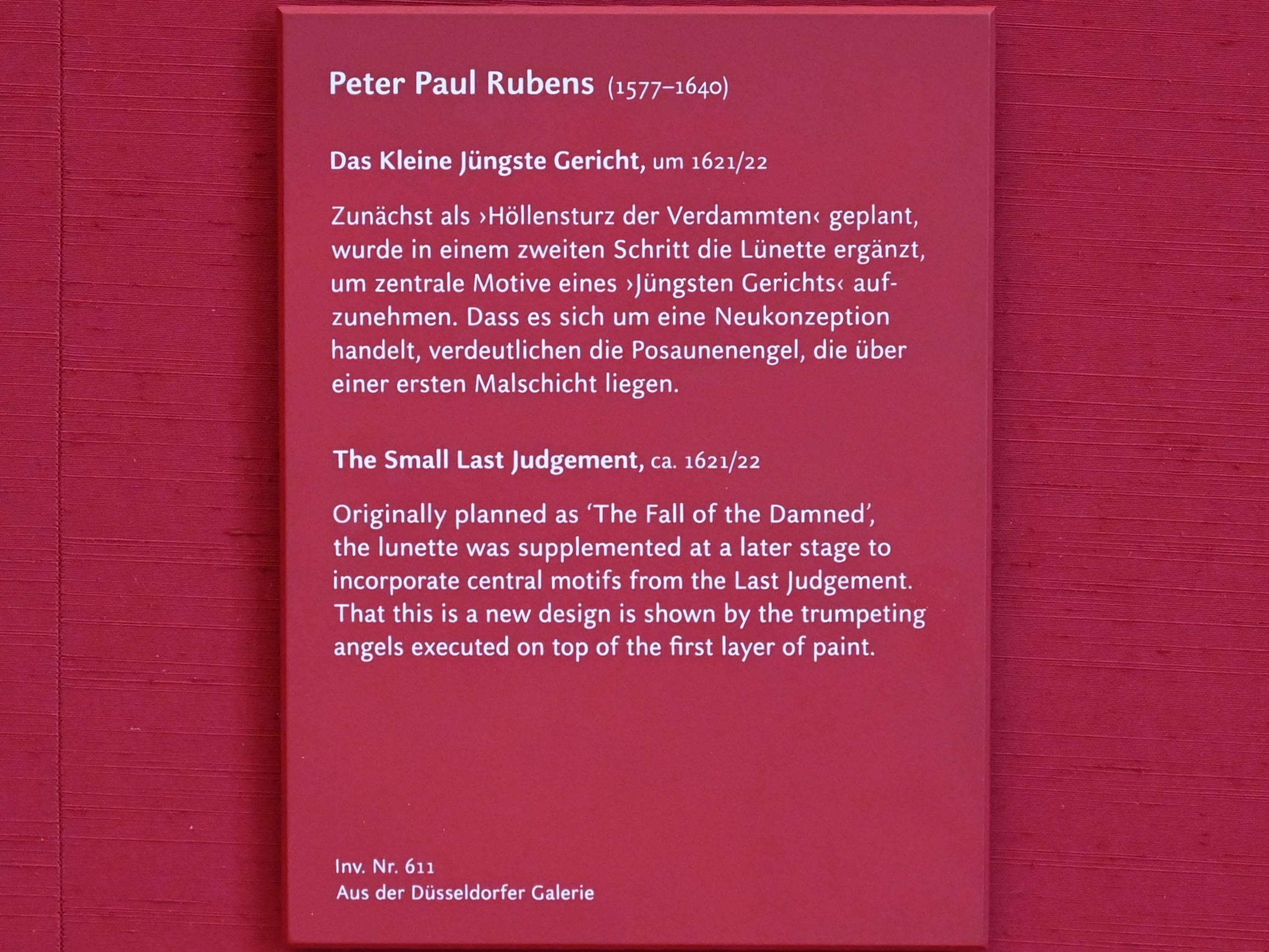 Peter Paul Rubens (1598–1640), Das Kleine Jüngste Gericht, München, Alte Pinakothek, Obergeschoss Kabinett 12, um 1621–1622, Bild 2/2