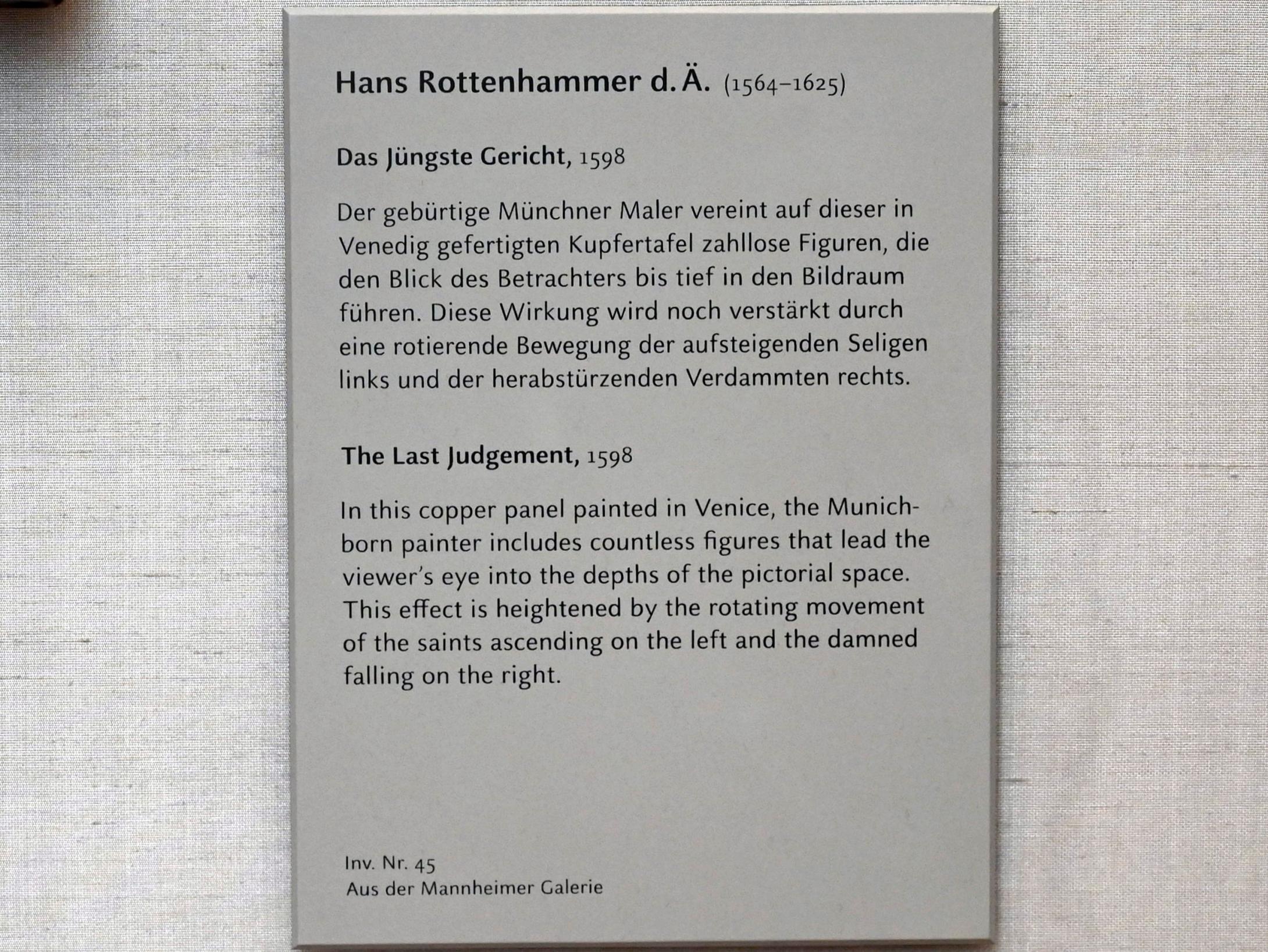 Johannes Rottenhammer der Ältere (1595–1604), Das Jüngste Gericht, München, Alte Pinakothek, Obergeschoss Kabinett 13, 1598, Bild 2/2