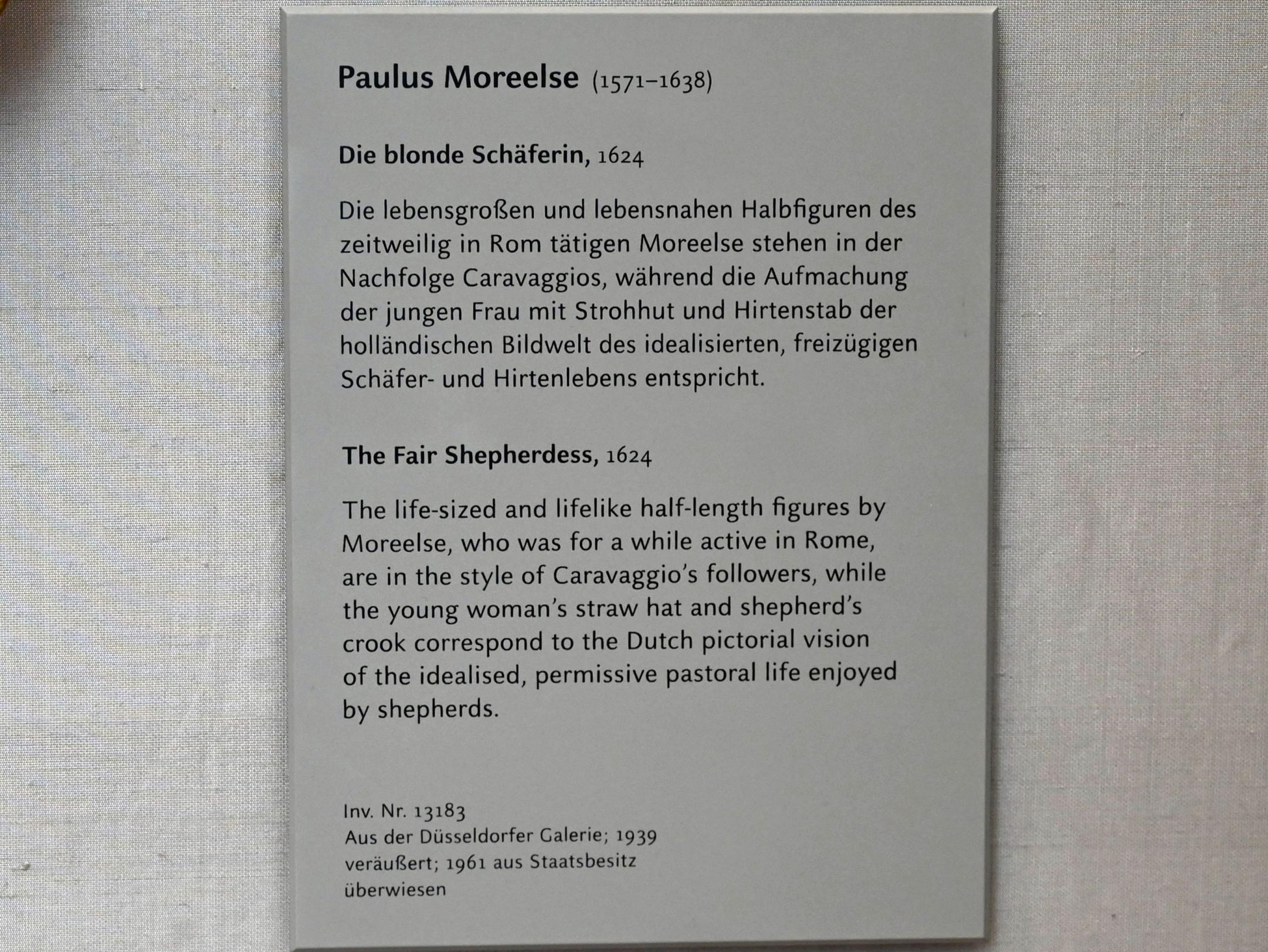 Paulus Moreelse (1624), Die blonde Schäferin, München, Alte Pinakothek, Obergeschoss Kabinett 14, 1624, Bild 2/3