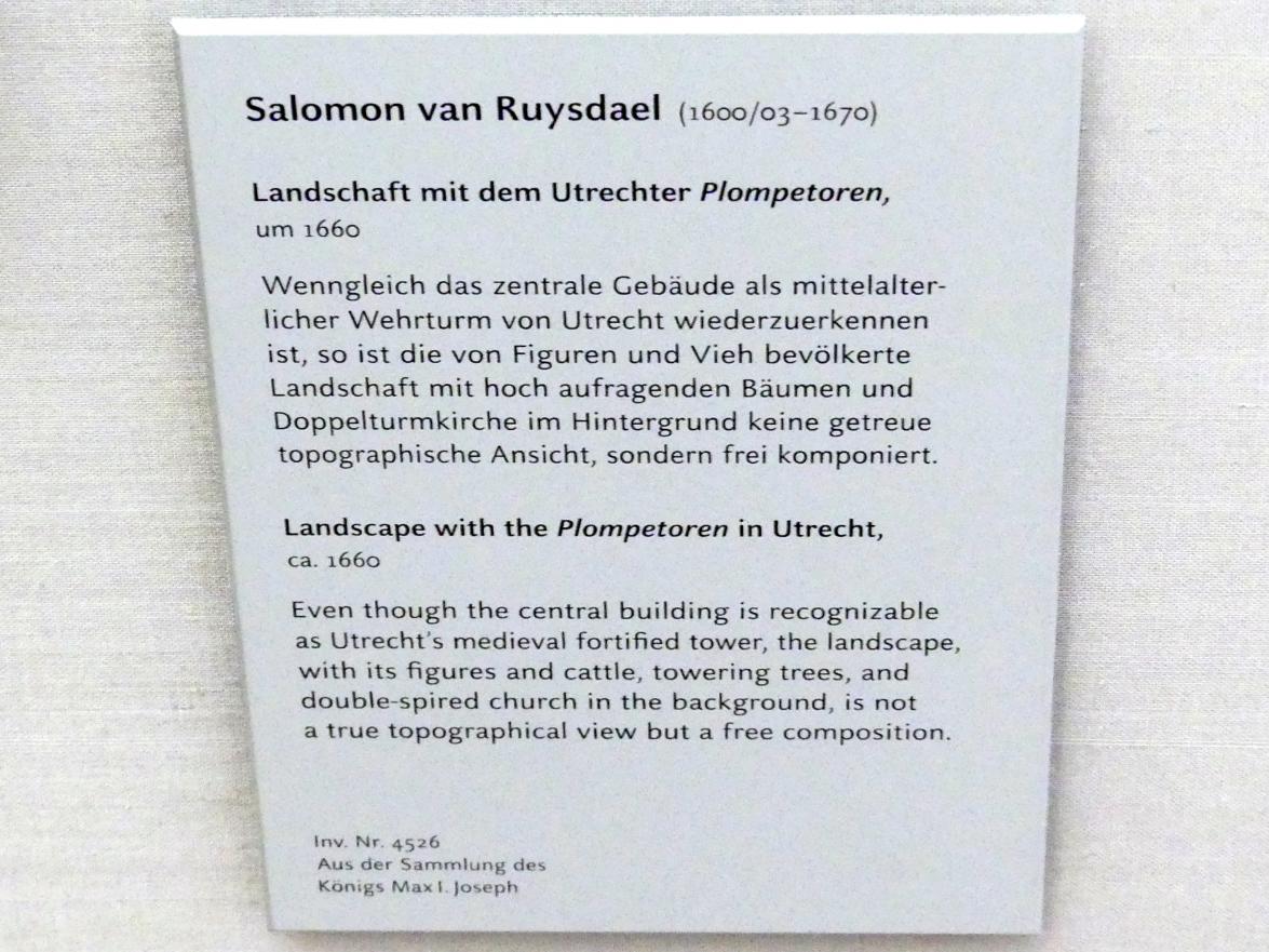 Salomon van Ruysdael (1631–1665), Landschaft mit dem Utrechter "Plompetoren", München, Alte Pinakothek, Obergeschoss Kabinett 17, um 1660, Bild 2/2