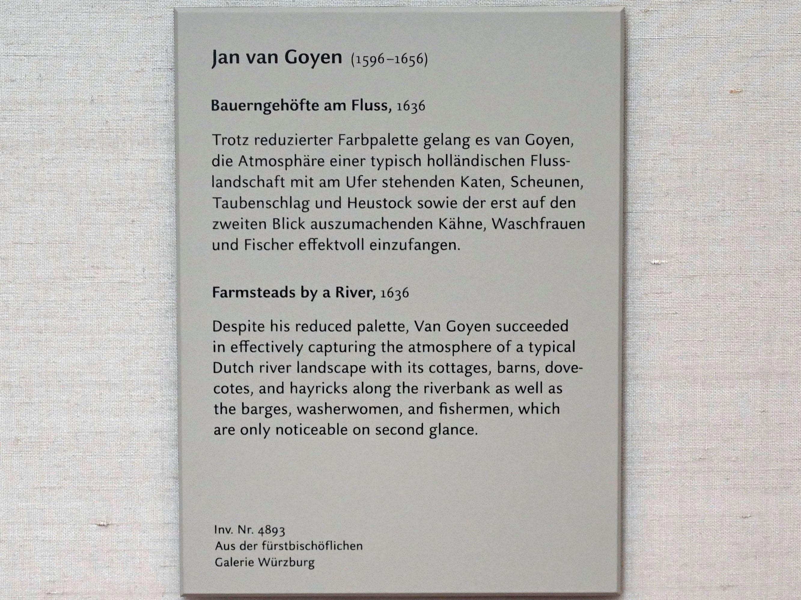 Jan van Goyen (1621–1657), Bauerngehöfte am Fluss, München, Alte Pinakothek, Obergeschoss Kabinett 17, 1636, Bild 2/2