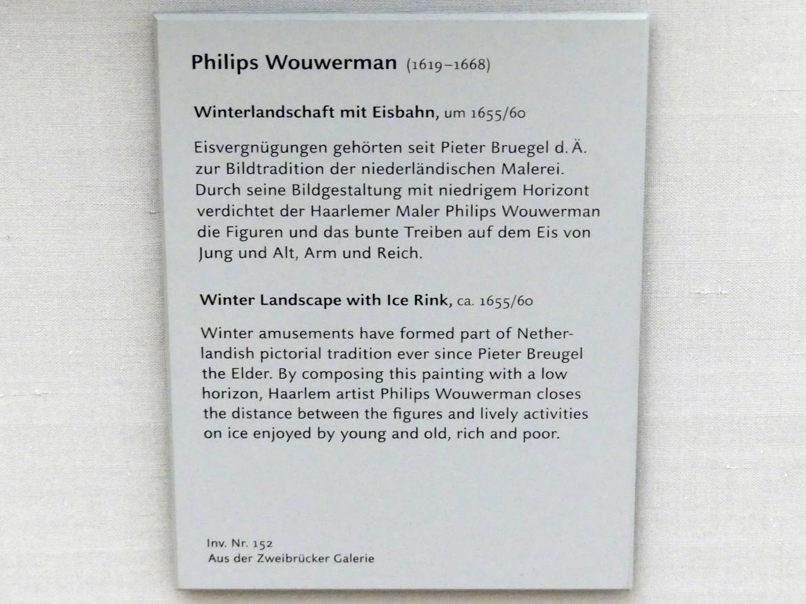 Philips Wouwerman (1645–1665), Winterlandschaft mit Eisbahn, München, Alte Pinakothek, Obergeschoss Kabinett 21, um 1665, Bild 2/2