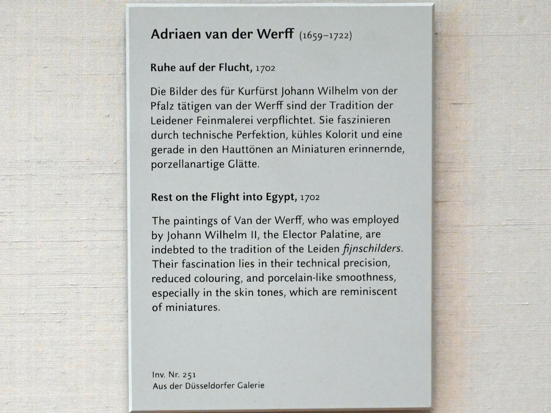 Adriaen van der Werff (1687–1715), Ruhe auf der Flucht, München, Alte Pinakothek, Obergeschoss Kabinett 23, 1702, Bild 2/2