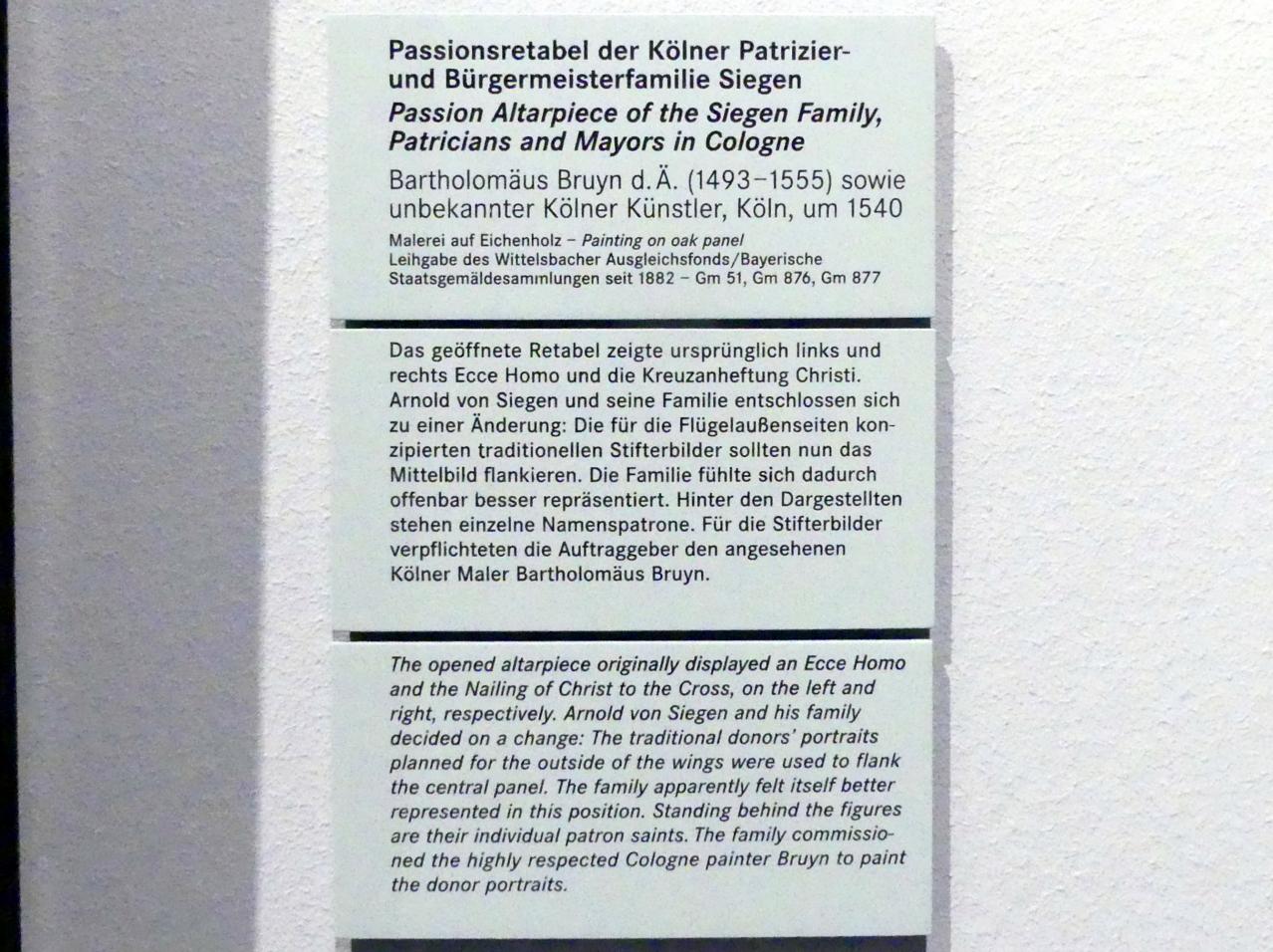 Bartholomäus Bruyn der Ältere (1513–1546), Passionsretabel der Kölner Patrizier- und Bürgermeisterfamilie Siegen, Nürnberg, Germanisches Nationalmuseum, Saal 106, um 1540, Bild 5/5