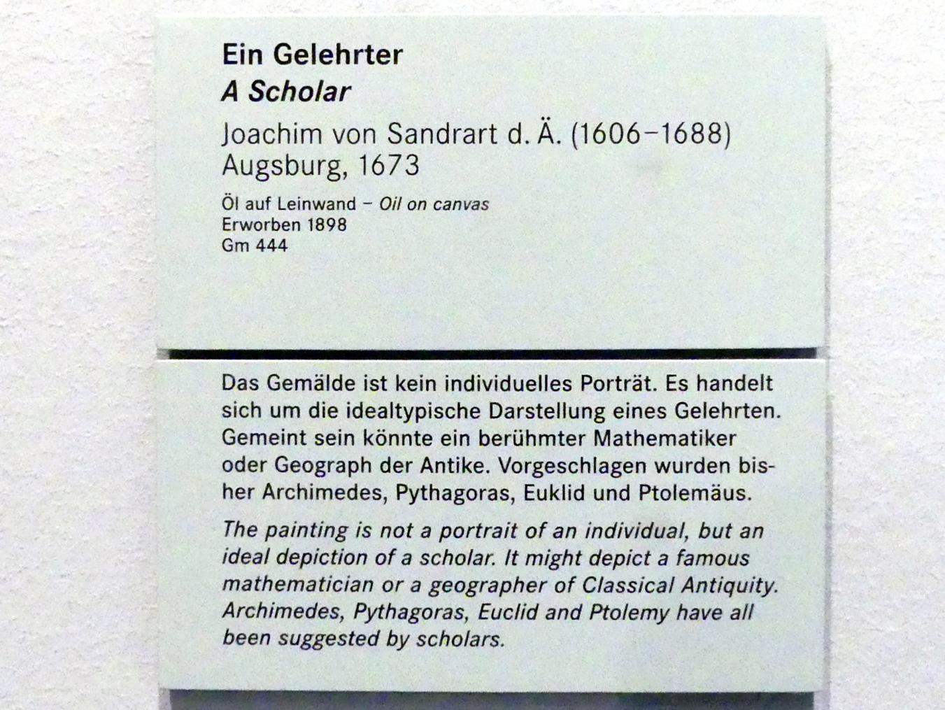 Joachim von Sandrart der Ältere (1644–1674), Ein Gelehrter, Nürnberg, Germanisches Nationalmuseum, Saal 109, 1673, Bild 2/2