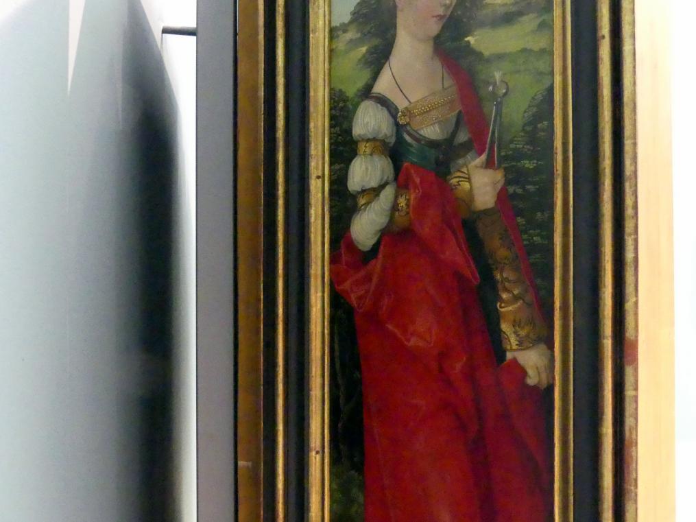 Hans Baldung Grien (1500–1544), Die Marter des hl. Sebastian mit hll. Stephanus, Christophorus, Apollonia und Dorothea, Halle (Saale), Moritzburg, jetzt Nürnberg, Germanisches Nationalmuseum, Saal 111, 1507, Bild 8/10