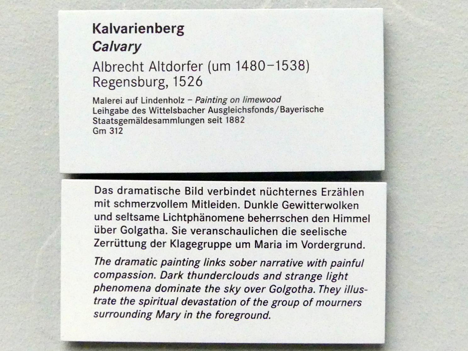 Albrecht Altdorfer (1507–1537), Kalvarienberg, Nürnberg, Germanisches Nationalmuseum, Saal 112, 1526, Bild 2/2