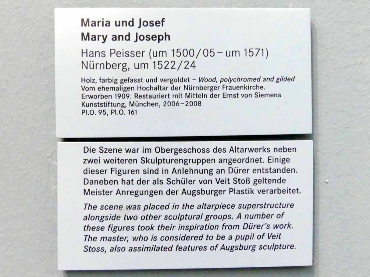 Hans Peisser (1523), Maria und Josef, Nürnberg, Germanisches Nationalmuseum, Saal 114, um 1522–1524, Bild 5/5