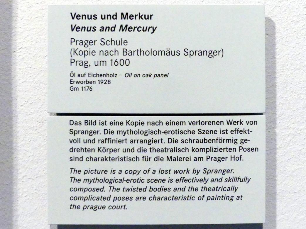 Venus und Merkur (Kopie nach Bartholomäus Spranger), Nürnberg, Germanisches Nationalmuseum, Saal 120, nach 1600, Bild 2/2