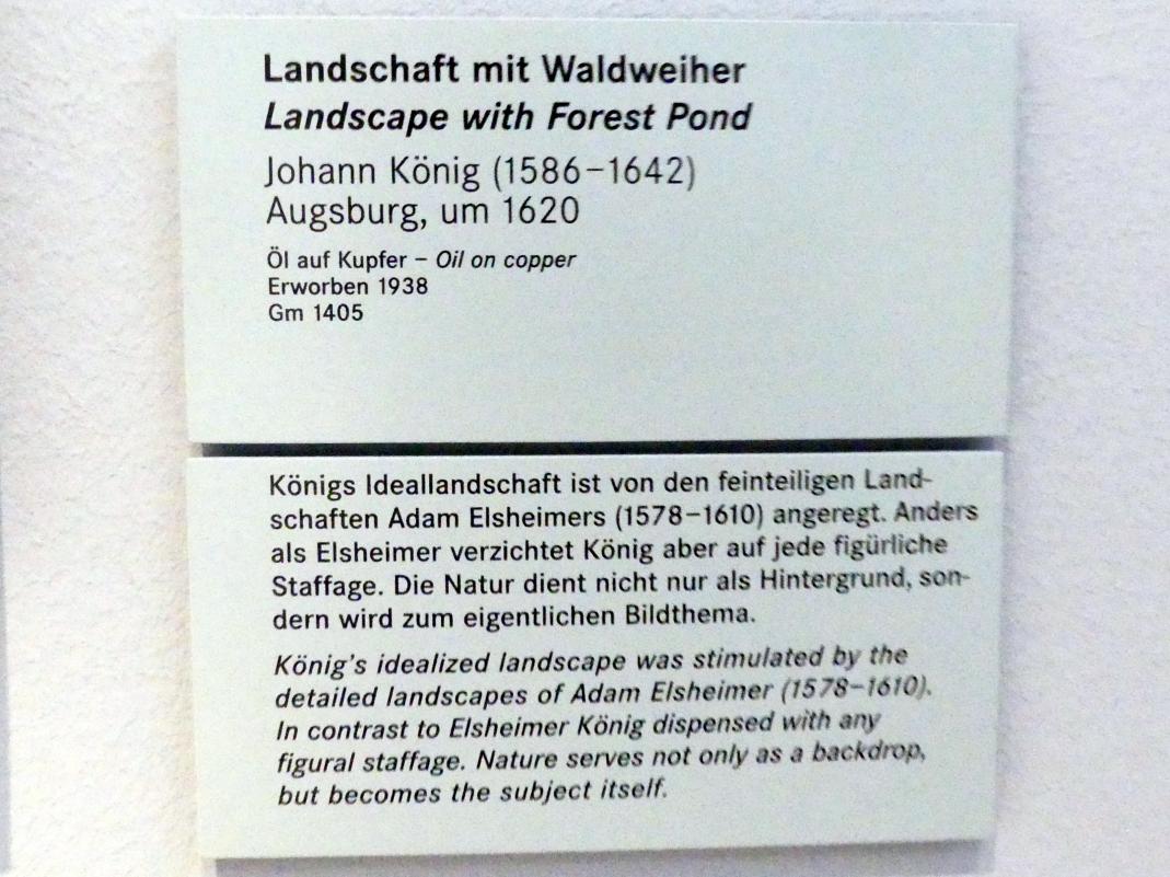 Johann (Hans) König (1612–1642), Landschaft mit Waldweiher, Nürnberg, Germanisches Nationalmuseum, Saal 121, um 1620, Bild 2/2